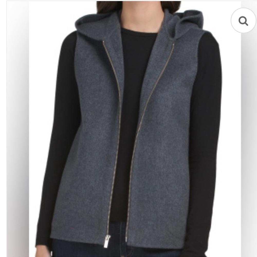 THEORY HOODED GILET DF VEST Dark Grey Melange Winsome 2 SZ M